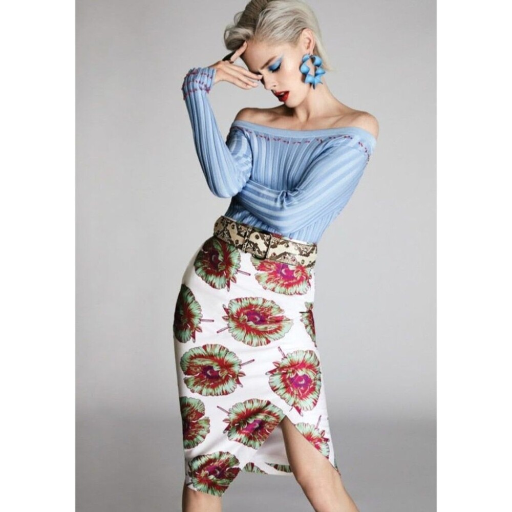 ALTUZARRA Wilcox Pencil Skirt Floral Size 42 Side Zip Knee Length